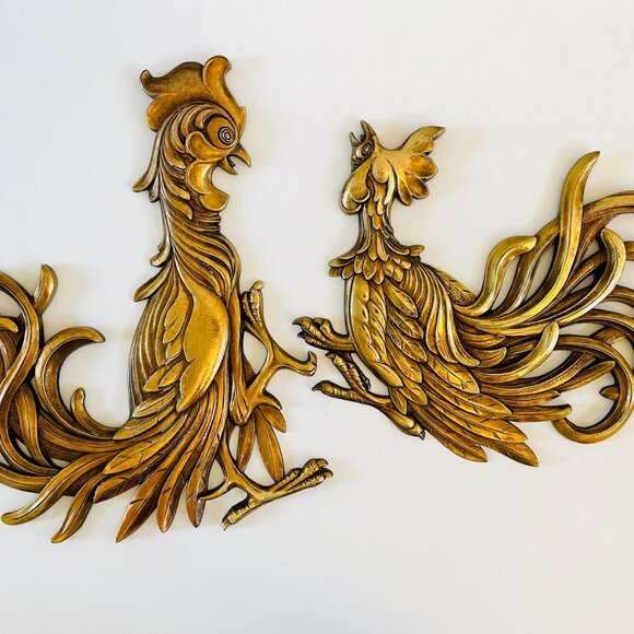 Golden Roosters Syroco USA Mid Century Composed Decor - Picture 1 of 12